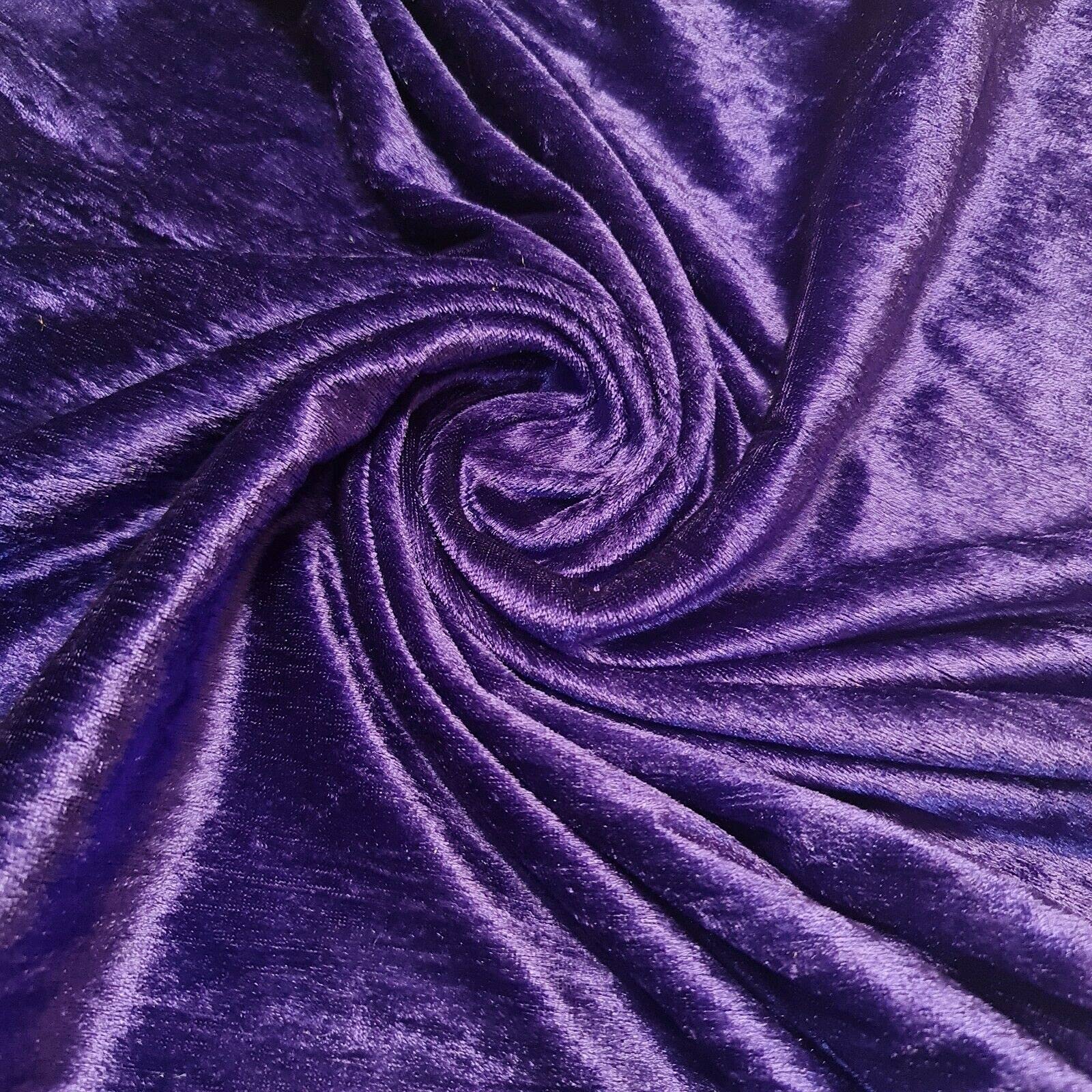 EP Premium Crushed Velvet Fabric Craft Stretch Velour Material Extra Wide - 58" - 150 cm Wide Sold As Pre - Cut Lengths (Purple)
