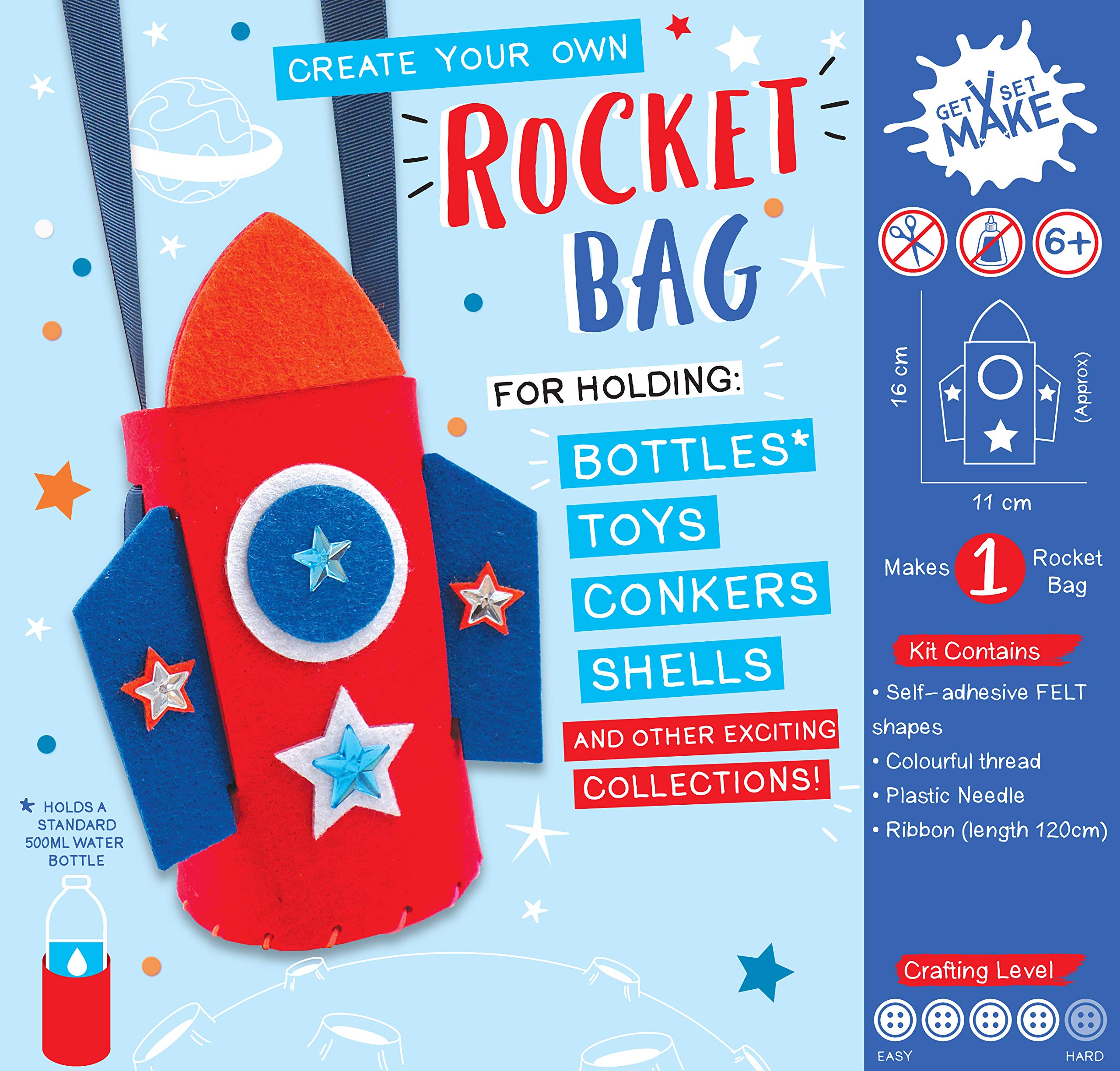 Express Yourself MIP Get Set Make Create Your Own Rocket Bag/Bottle Holder Kids Craft Kit for Kids GSET018