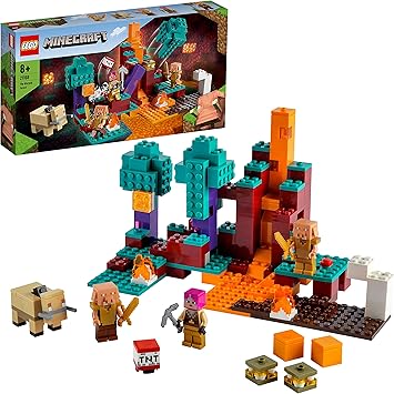 Lego Minecraft El Bosque Deformado Juguete De Construccion Con Cazadora Piglin Y Hoglin Para Ninos De 8 Anos Amazon Es Juguetes Y Juegos
