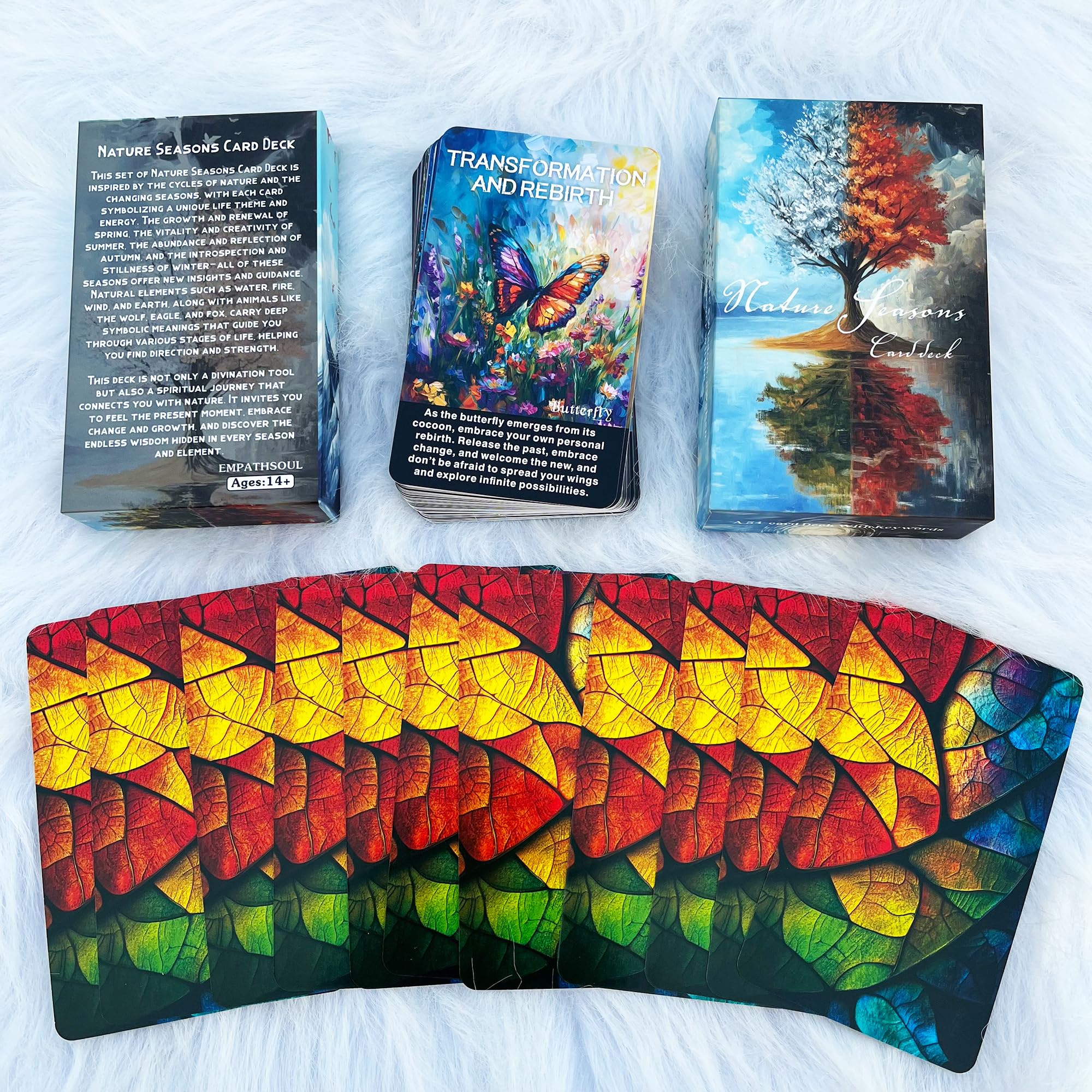 GZXINKE Nature and Seasons Oracle Deck, Phases and Forests Oracle Deck for Beginners, 54 Cards for Intuition, Healing, and Personal Growth, Animal Symbols, Moon, Seasonal Shifts