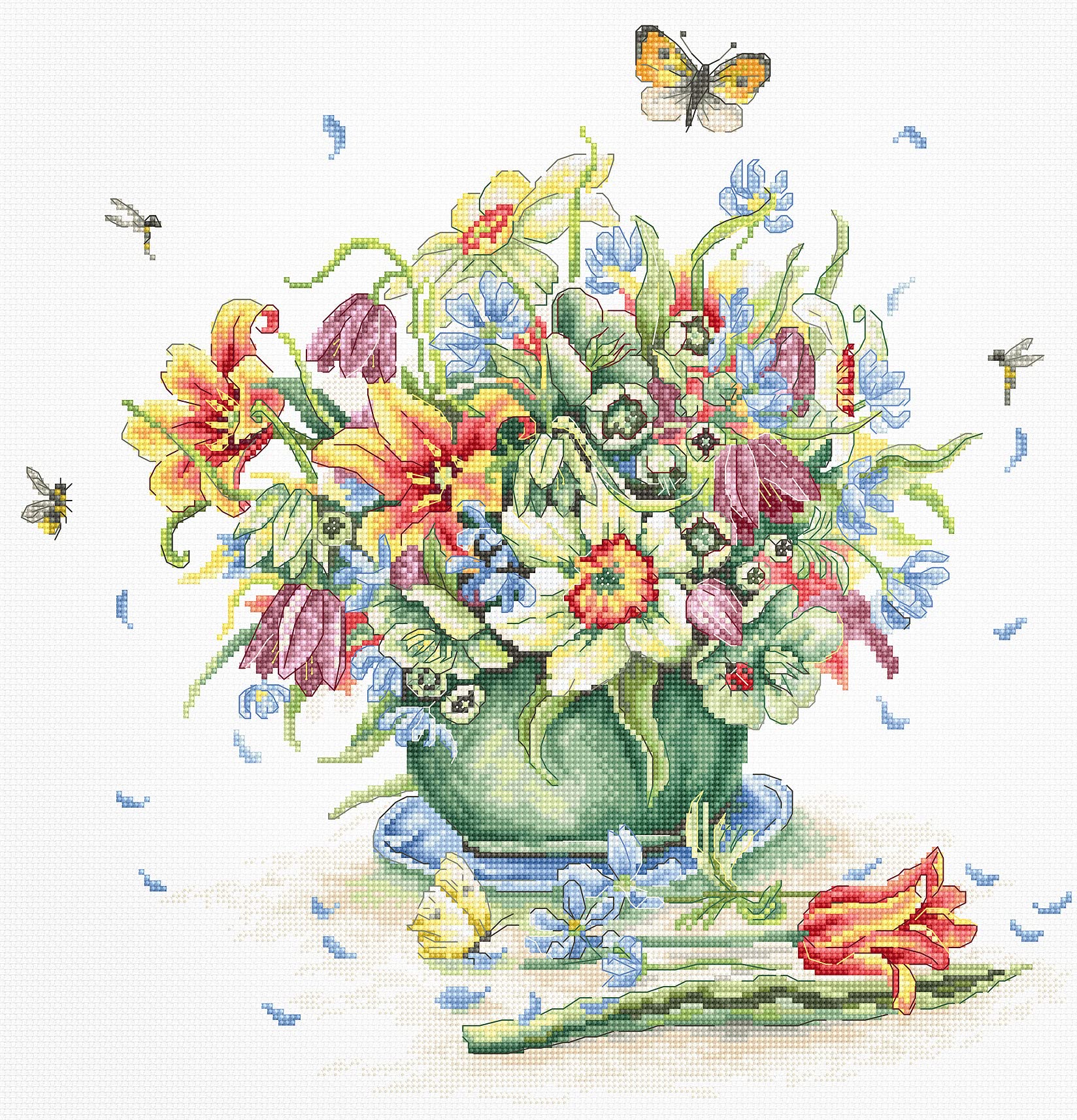 Luca-S B7000 April Bouquet - Cross Stitch Kit Gold