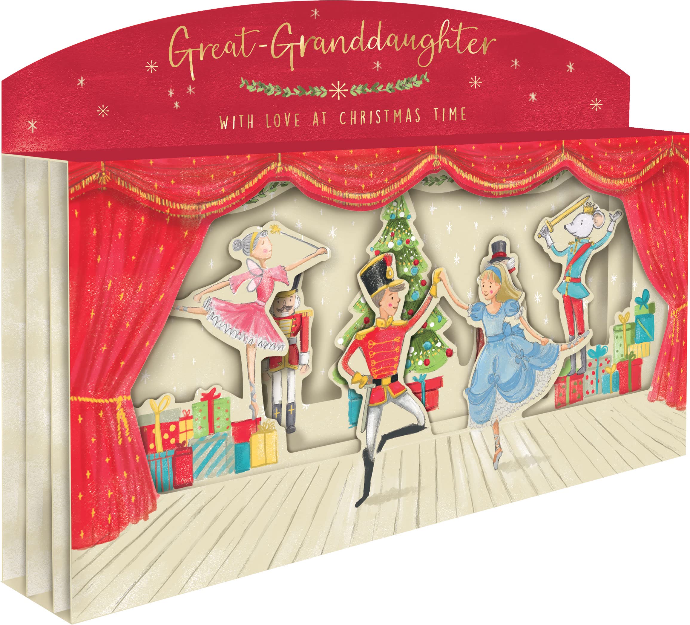 Great-Granddaughter Spectacular 3D Nutcracker Scene Christmas Card Freestanding XSPT011