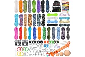 WEREWOLVES Paracord Bracelet Jig Kit - 4MM, 3MM, 2MM Parachute Combo Kit, 10FT Rope Complete Accessories and Paracord Jig Bracelet Maker (Nature, 10FT-35 Color)
