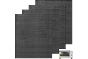 GWYSY 4 Packs Oven Liners for Bottom of Oven, 13.4"x10.8" Pre-Cut Rectangle Reusable Fiberglass Heat Resistant Non-Stick Mat Accessories for Breville BOV845BSS Smart Oven Pro Countertop Oven Air Fryer