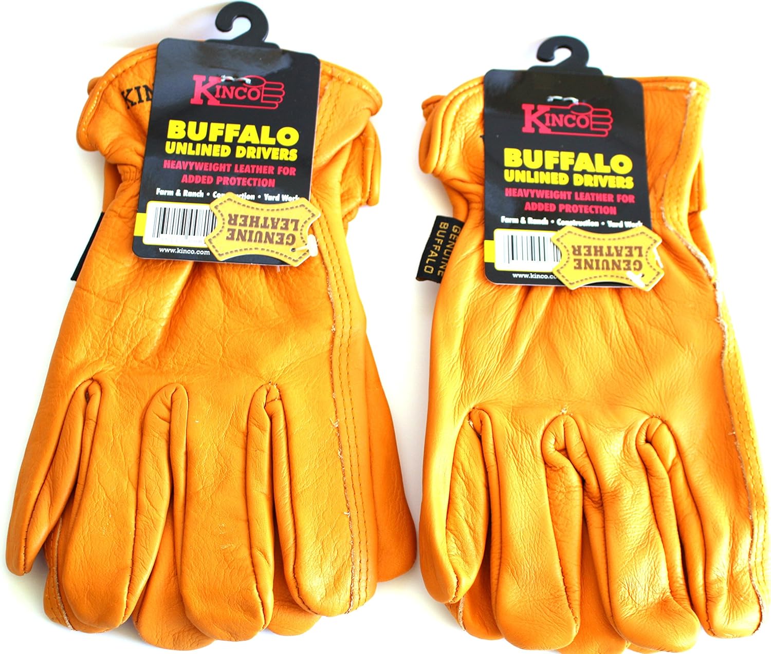 Kinco Buffalo Leather Working Gloves for Men, 2PACK Tough & Durable