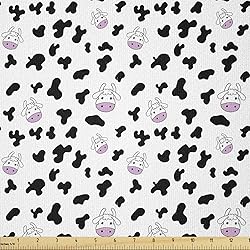 Ambesonne Cow Print Fabric by The Yard, Animal Cow
