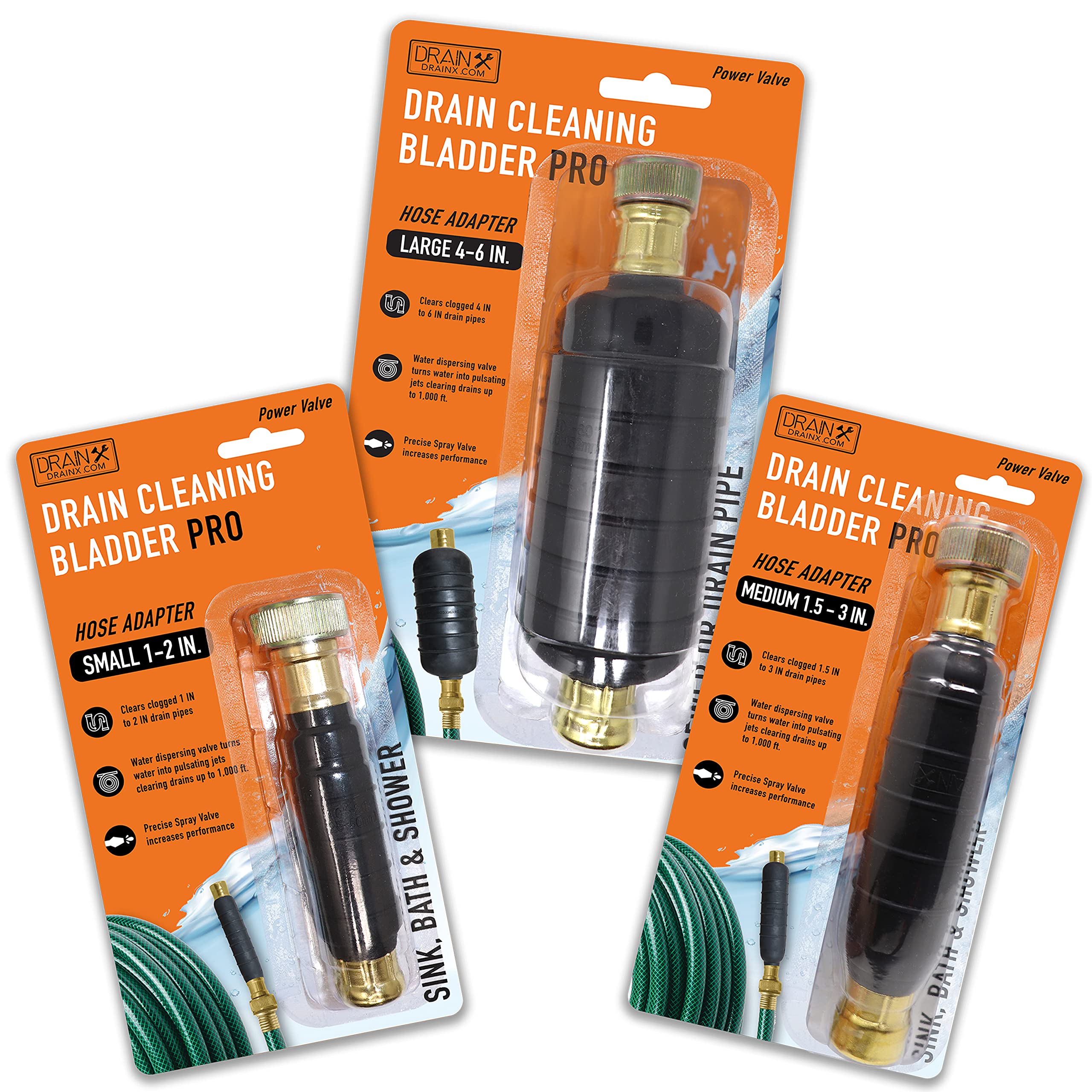 Photo 1 of DrainX Hydro Pressure Drain Cleaning Bladder Pro - Fits 1" to 6" Drain Pipes - Unclogs Stubborn Blockages in Bathroom Sinks, Shower Drains, Bathtubs, Plumbing Pipes