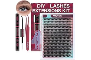 Mayhug DIY Lash Extension Kit 280Pcs Individual Eyelash Extension 40D 0.07D Curl 9-16MIX Clusters Kit with Glue Applicator Ea