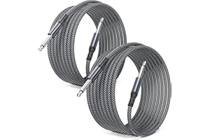 Elebase 1/4" Guitar Cables 10FT 2 Packs,Quarter inch 6.35mm Guitar Jack Amp Cord,1/4 Straight 6.3mm Male Instrument Cable,TS 