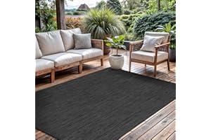 CAMILSON Outdoor Rug 5x7 Modern Area Rugs for Indoor and Outdoor Patios and Porches - Waterproof, Washable, Non-Shedding, Easy-to-Clean Outside Carpet (5 x 7, Solid - Dark Gray)