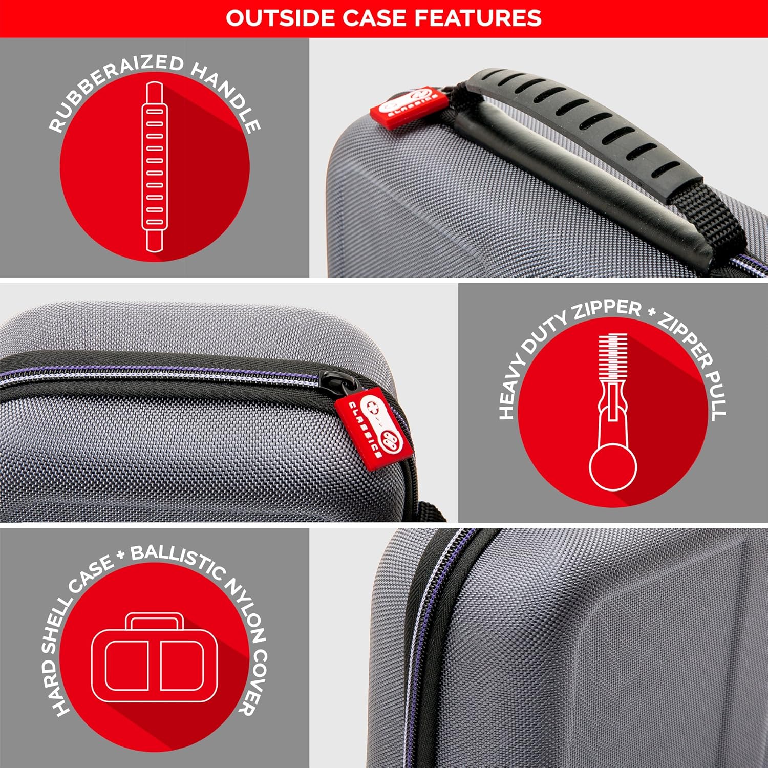 Officially Licensed Nintendo Super Nintendo Entertainment System Carrying Case – Protective Deluxe Travel System Case – Grey Ballistic Nylon Exterior: Video Games