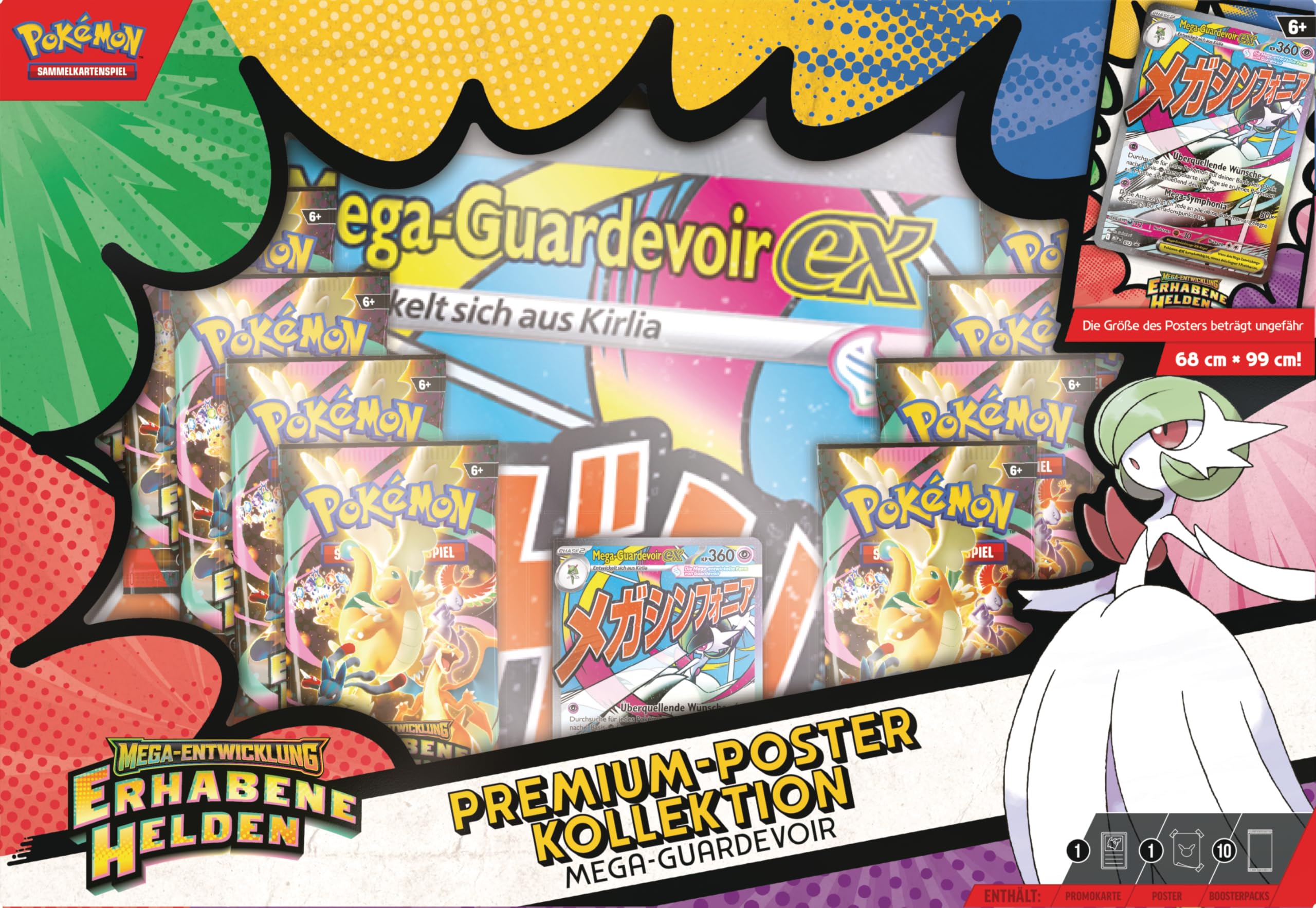 Pokémon-Sammelkartenspiel: Premium-Poster-Kollektion Mega-Entwicklung – Erhabene Helden: Mega-Guardevoir (1 holografische Promokarte, 1 doppelseitiges Poster und 10 Boosterpacks) 5