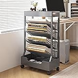 UMDONX Modern Mobile Book Cart Single-Sided Rolling