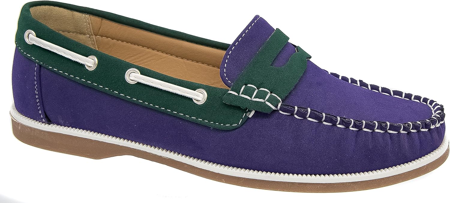 Coolers Ladies Shoreside Purple Green Deck Casual Slip On Shoes (6