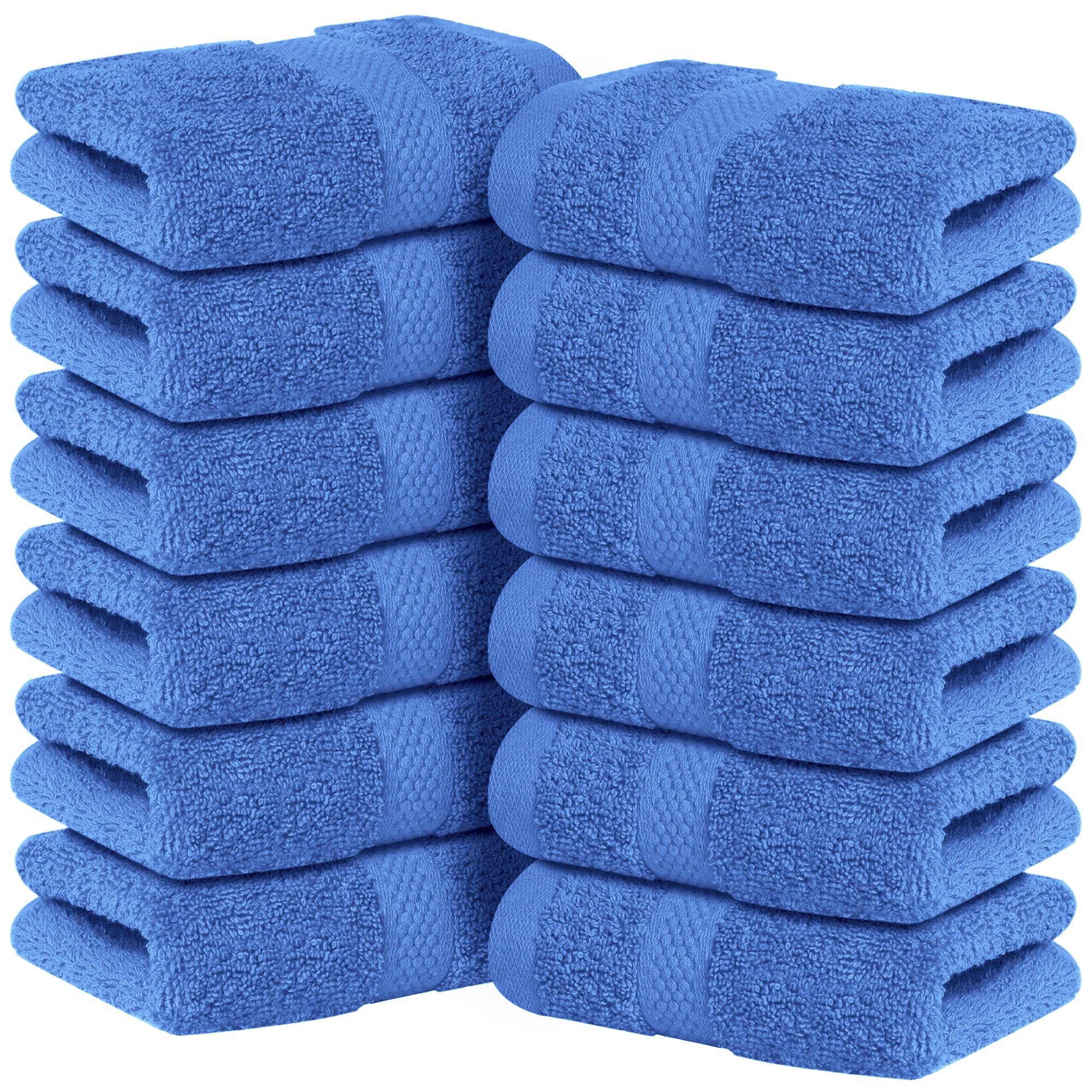 Infinitee Xclusives - 12 Pack Face Cloths |30x30 cm| 100% Cotton Wash Cloths - Ultra Soft & Highly Absorbent Fingertip Towels for Spa, Gym, Hotel & Bathroom |Eloquent Blue|