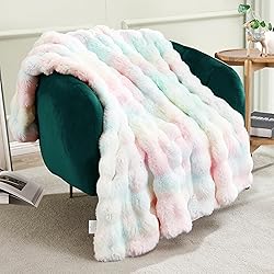 JONIYEAR Decorative Colorful Bubble Faux Rabbit Fur