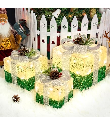 3er-Set LED-Geschenkbox-Dekorationen – 50 Warmweiße Lichter, 8 Beleuchtungsmodi Per Fernbedienung, Indoor/Outdoor, Weihnachtsdeko Für Baum, Haus & Garten, 3 Größen