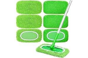 NXPPYY 6-Pack Reusable Microfiber Mop Pads Compatible with Swiffer Sweeper, Dry & Wet Sweeping Cloths - Washable Wet Pads Refill for Multi-Surface/Hardwood Floor Cleaning