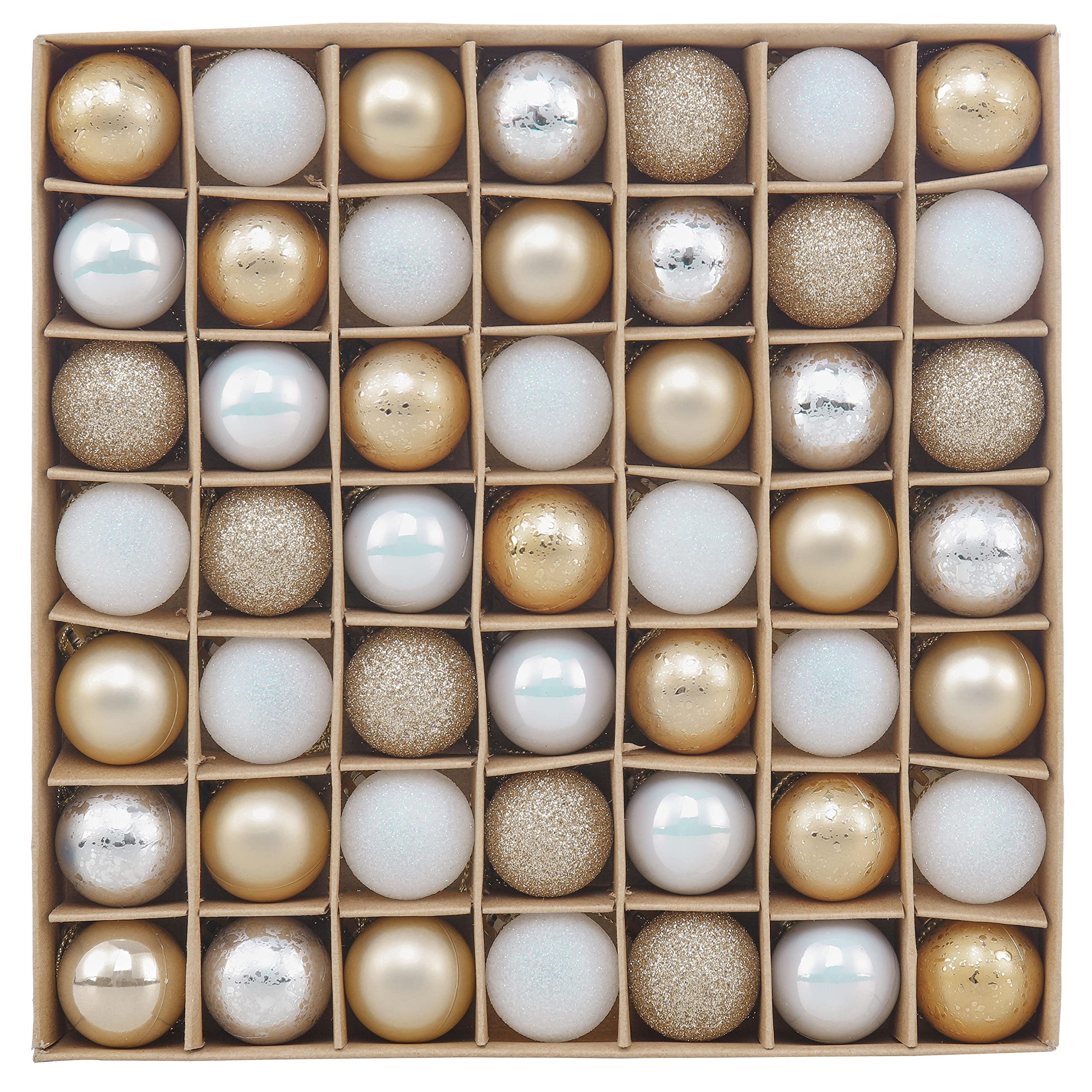 Valery Madelyn Christmas Baubles for Christmas Tree Decoration，49pcs 3cm White Gold Shatterproof Ball Ornaments