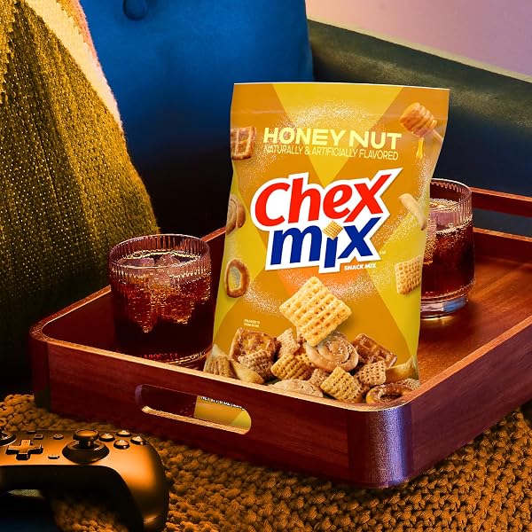 CHEX MIX HONEY NUT SNACK MIX, SWEET AND SALTY SNACK BAG, FAMILY SIZE, 13.5 OZ