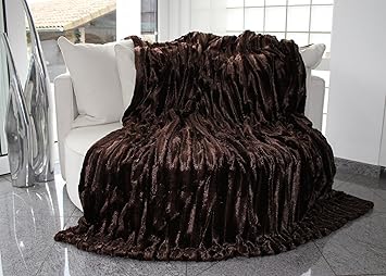 Pelzimitatdecke in schwerer doppellagiger Qualität, Hochwertige Kuscheldecke, Decke, Wohndecke, Nerzdecke, Plaid, Webpelzdeck