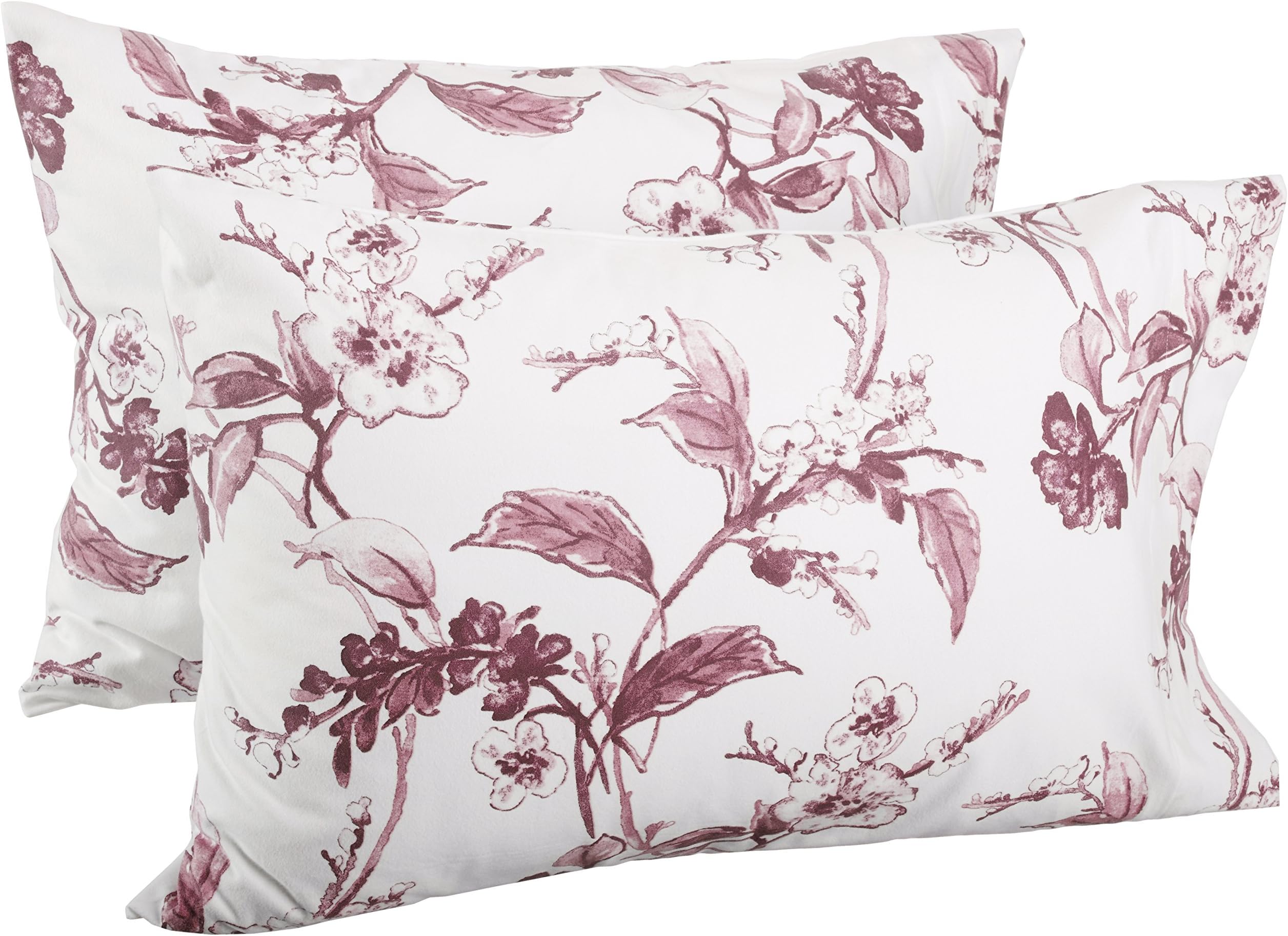Amazon Brand โ Pinzon Signature 190-Gram Cotton Heavyweight Velvet Flannel Pillowcases, King, Floral Amethyst