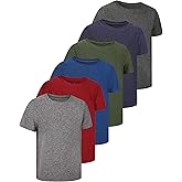 NebuKinex 6 Pack Boys Athletic Shirts Youth Kids Quick Dry Moisture Wicking UPF 50+ Short Sleeve Active Performance T-Shirts