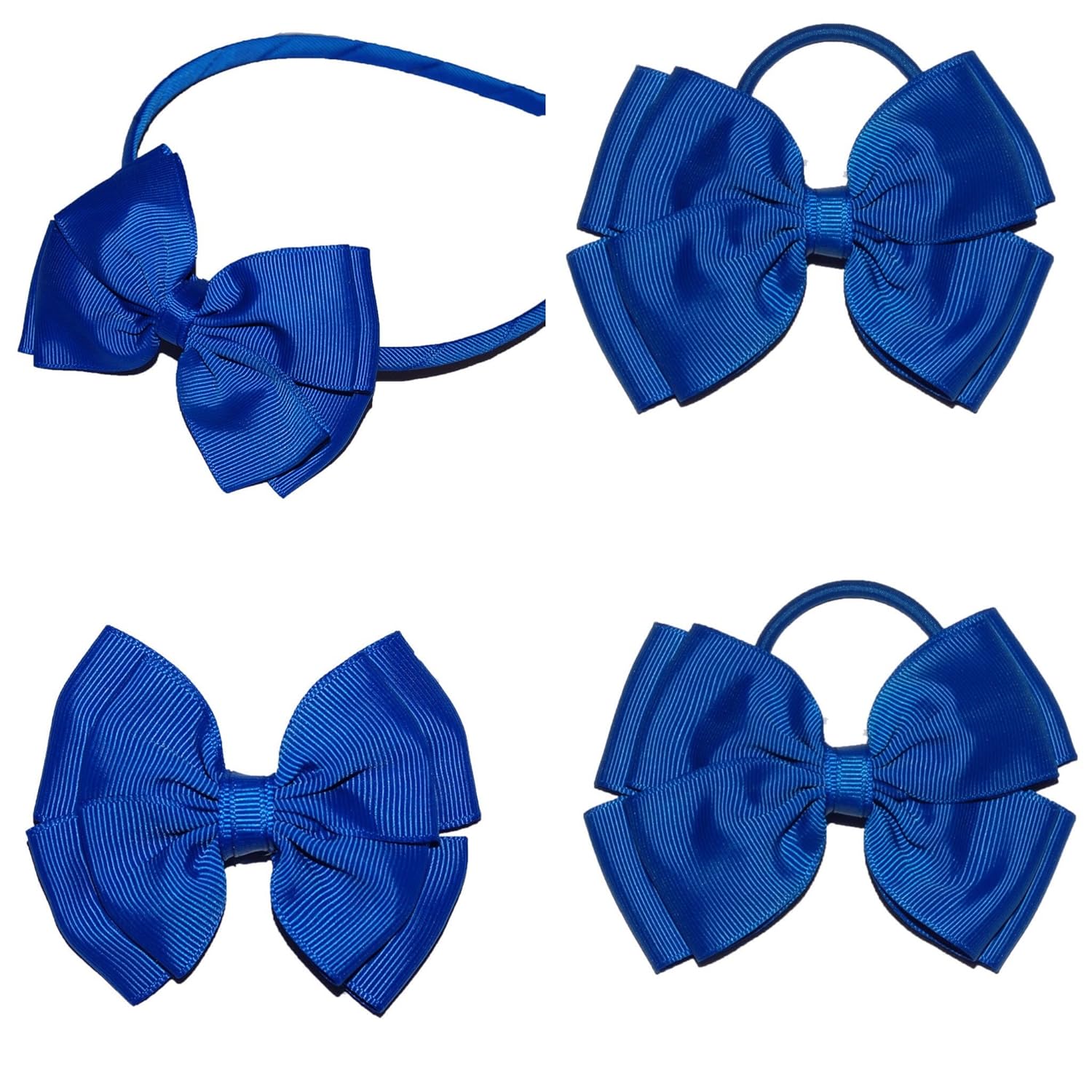 Hair Bows Ribbon Girl School Accessories Clip Navy Blue White