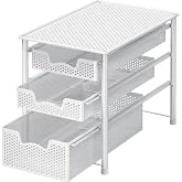 Simple Houseware 3 Tier White Alloy Steel Sliding Basket Organizer Drawer Cabinet
