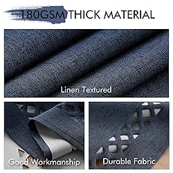 MIULEE Navy Blue Polyester Linen Rectangle