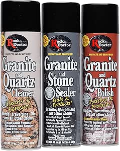 Rock Doctor Granite &amp; Quartz Care Kit, 3 Piece Maintenance Stone Care Combo Kit – Cleans &amp; Renews Marbel, Travertine, Tile and All Other Stone, Fresh, Pack of 3, 54.0 Ounce