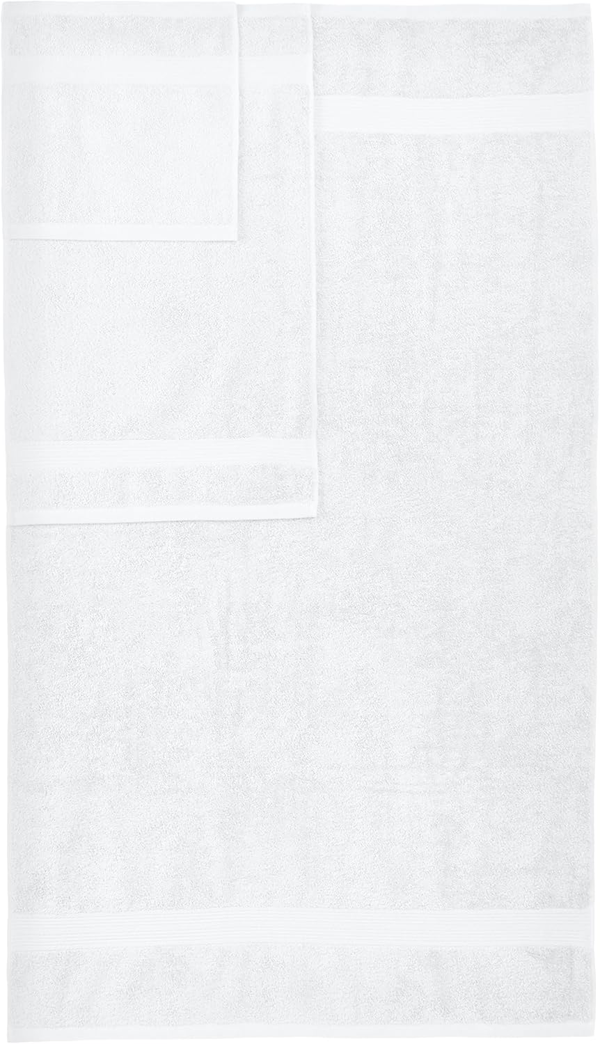 Basics 6-Piece Fade-Resistant Cotton Bath Towel Set - White: Home & Kitchen