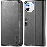 TUCCH Wallet Case for iPhone 12 Pro/iPhone 12 5G, Premium PU Leather Flip Folio Cover with Card Slot, Stand Book Design [Shockproof TPU Interior Case] Compatible with iPhone 12/12 Pro 6.1-inch, Black