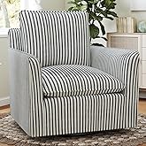 INZOY Swivel Accent Square Chair with Thick Padded Backrest Cushion, Swivel Reading Chair for Living Room Bedroom Small Space