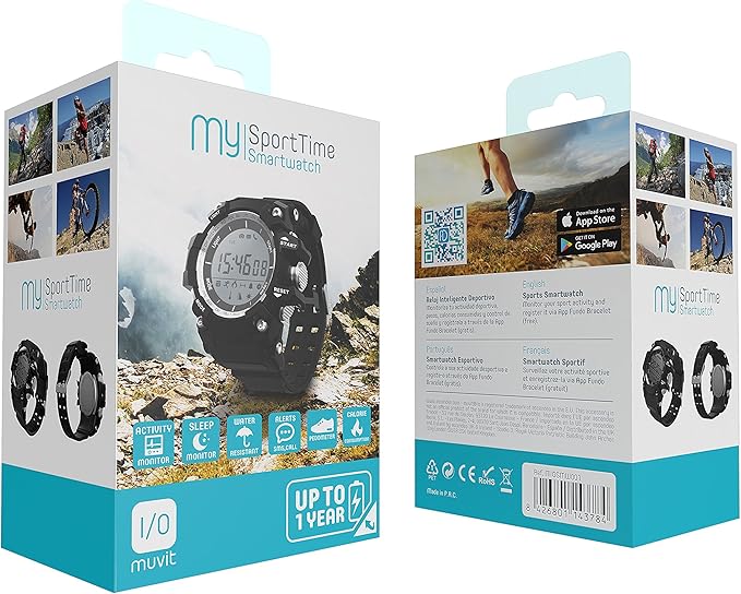 Muvit I/O SportTime Reloj de Actividad y Sueño, Negro: Amazon.es ...