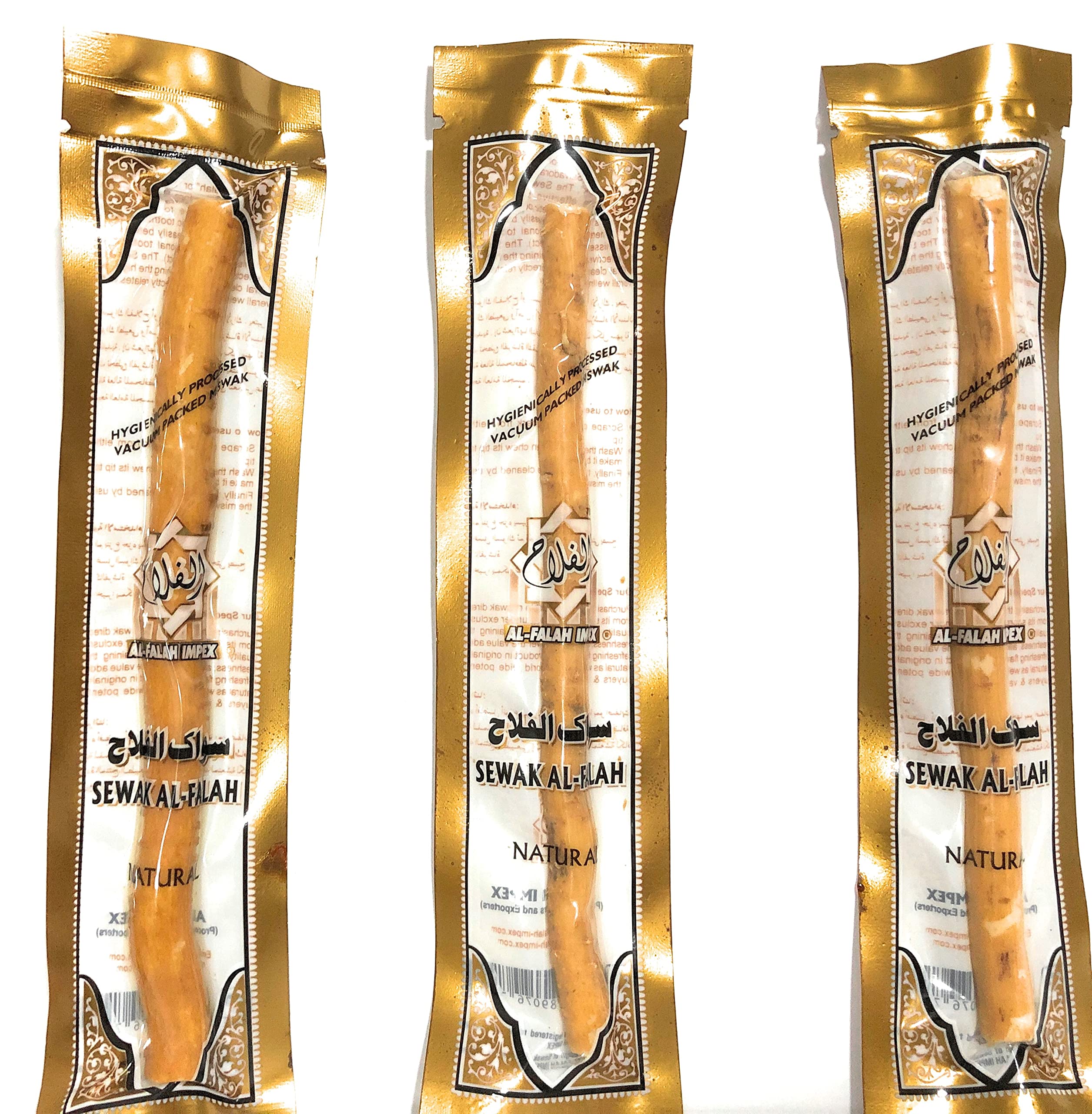 Miswak Stick - Sewak Al-Falah - Hygienically Processed and Vacuumed Packed - 3 Stick by Al-Falah Impex