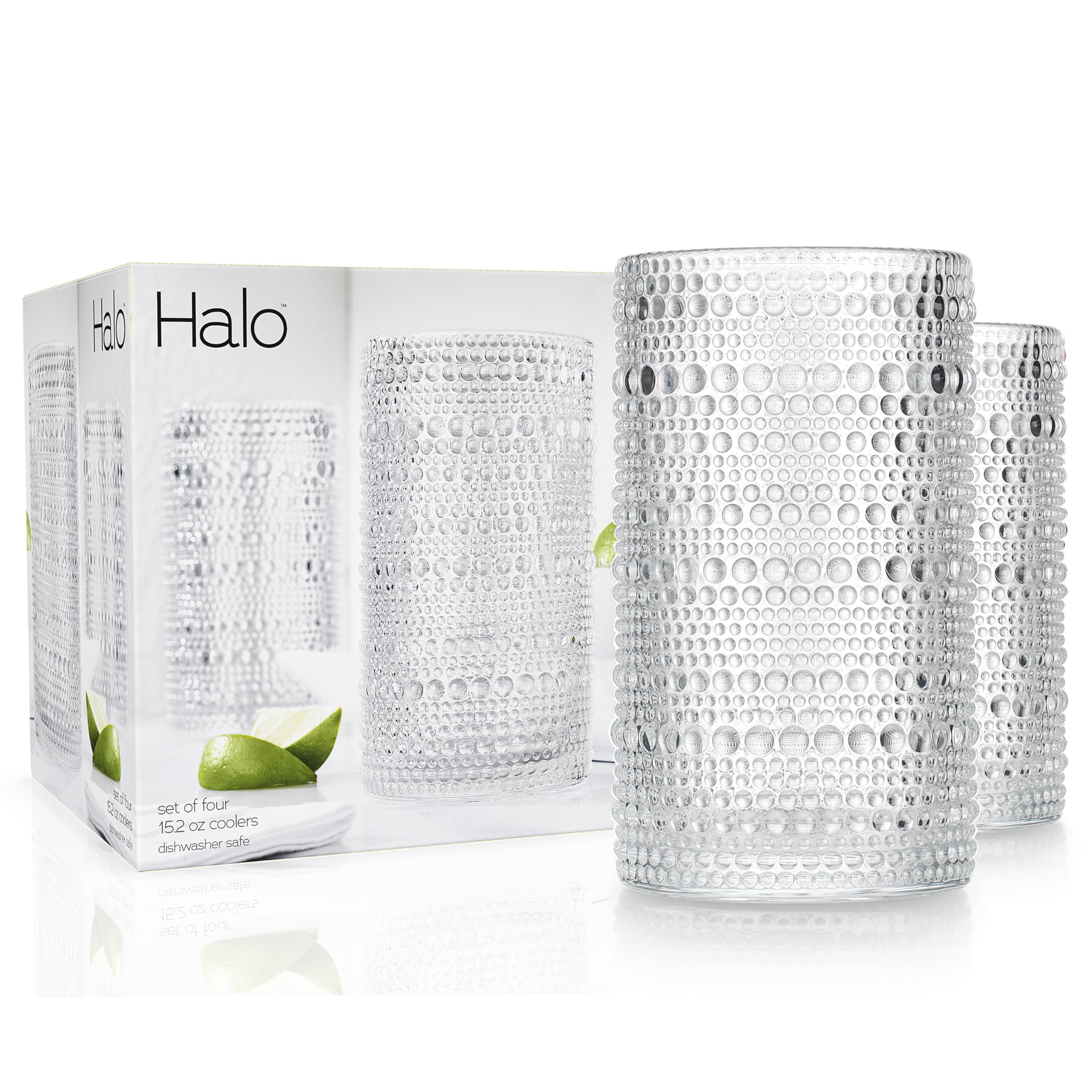 Hobnail Drinking Glasses Set of 4 Clear Vintage Beaded Glass Cups 15 Oz.  Cock...