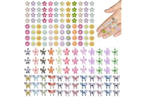 JIEYUMAO Lot de 300 mini fleurs en résine à dos plat pour bricolage, différents styles de fleurs en slime, breloques multicol