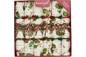 Robin Reed Handmade Luxury English Festive Party Decorations - 6 x 12 inch - Holly Berry with Pine Cones and Bells