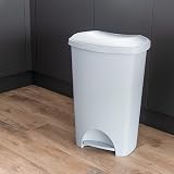 Addis Eco 50 Litre Plastic Pedal Bin Light Grey Recycled UK Made view 2