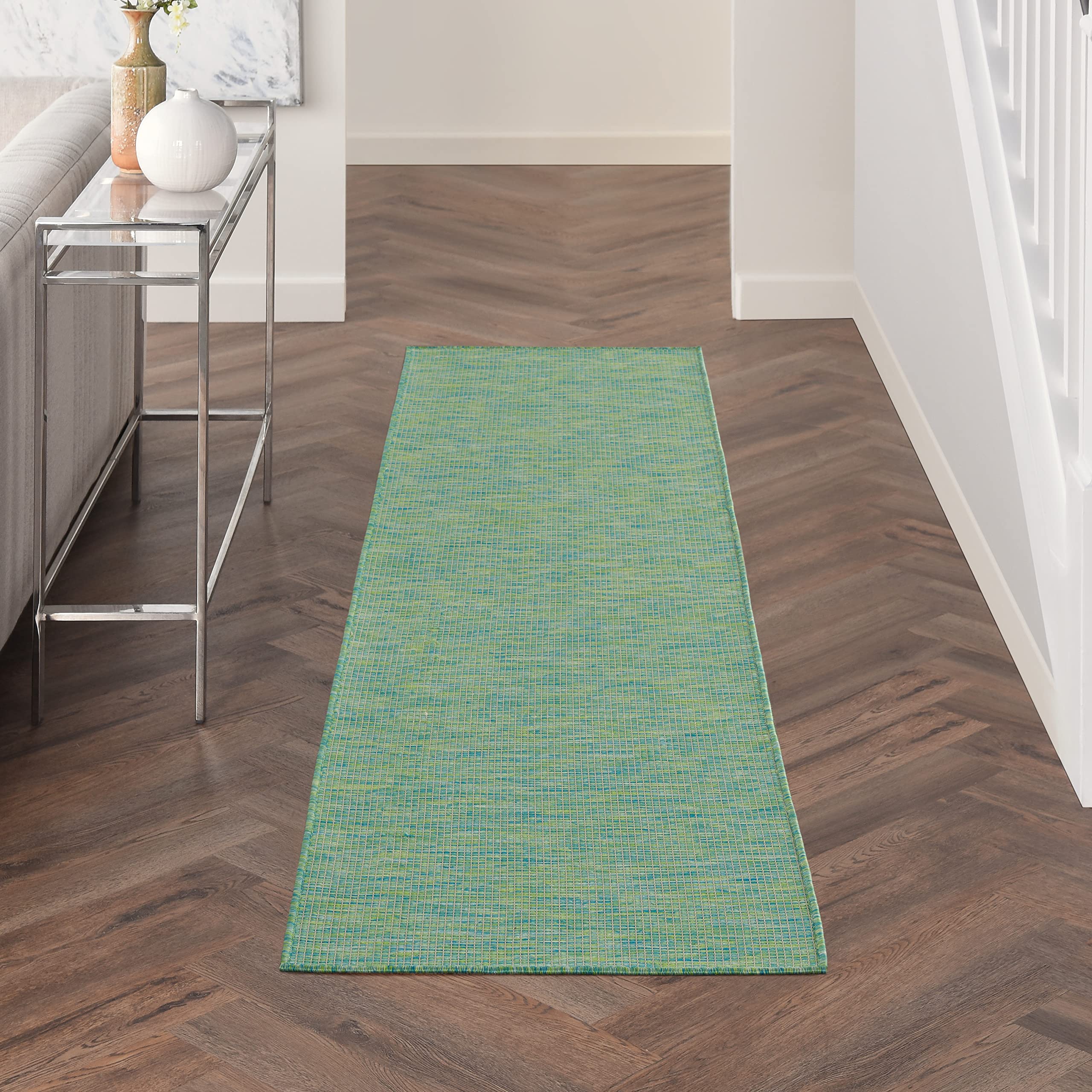 Nourison Home Positano Blue Green 2' x 6' Area Rug - Easy Clean, Non Shedding, Bed Room, Living Room, Dining Room, Kitchen (6' Runner)