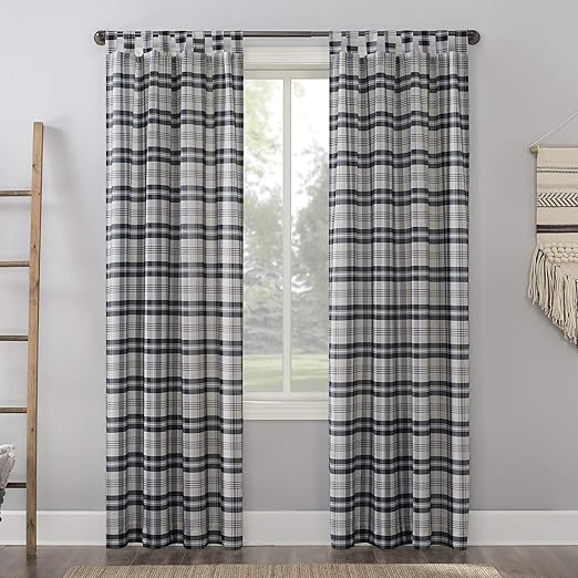 Amazon Com No 918 Blair Farmhouse Plaid Semi Sheer Tab Top