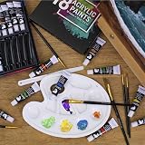Zenacolor Acrylic Paint Set with Wood Easel Box 24 Tubes 6 Brushes view 8