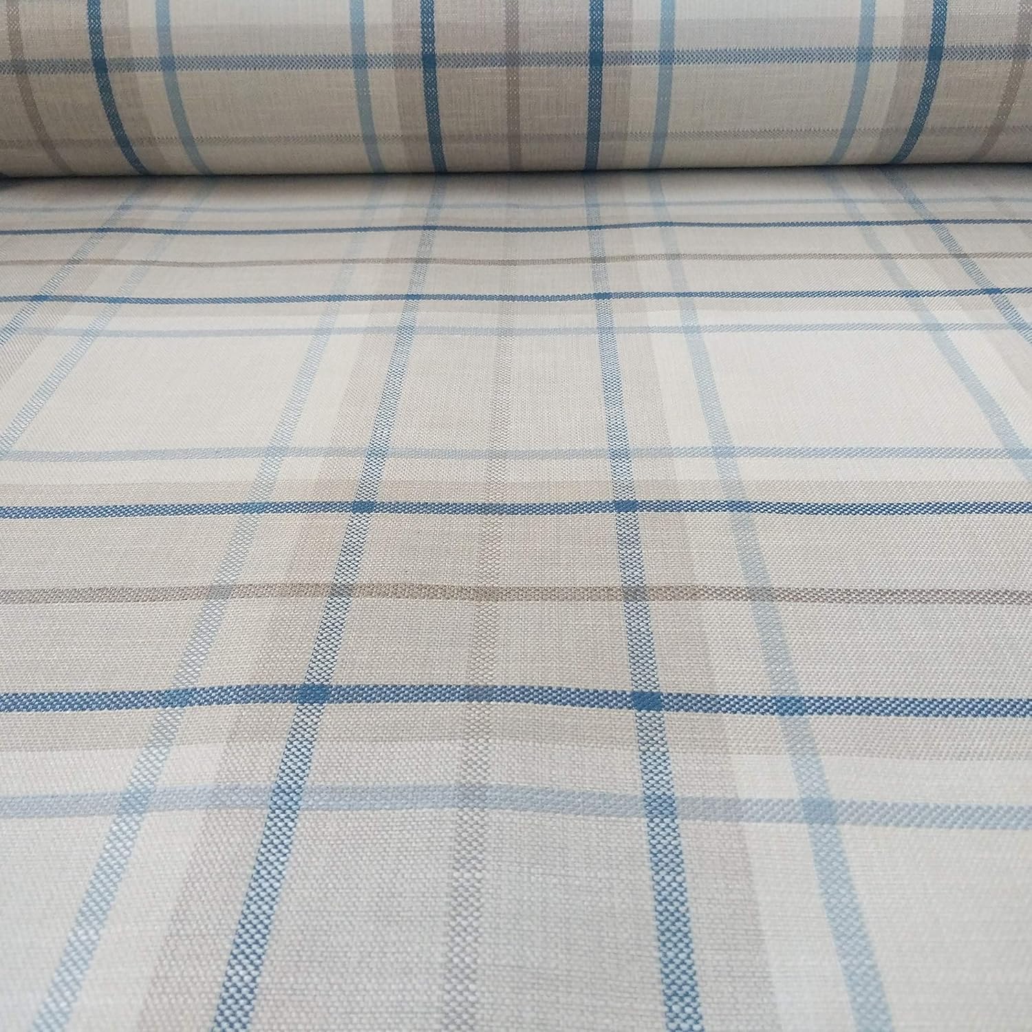 Plaid Tartan Striped Upholstery Fabric by The Metre Fire Retardant