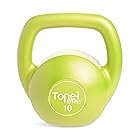 Tone Fitness Vinyl Kettlebell, Lime, 10-Pound