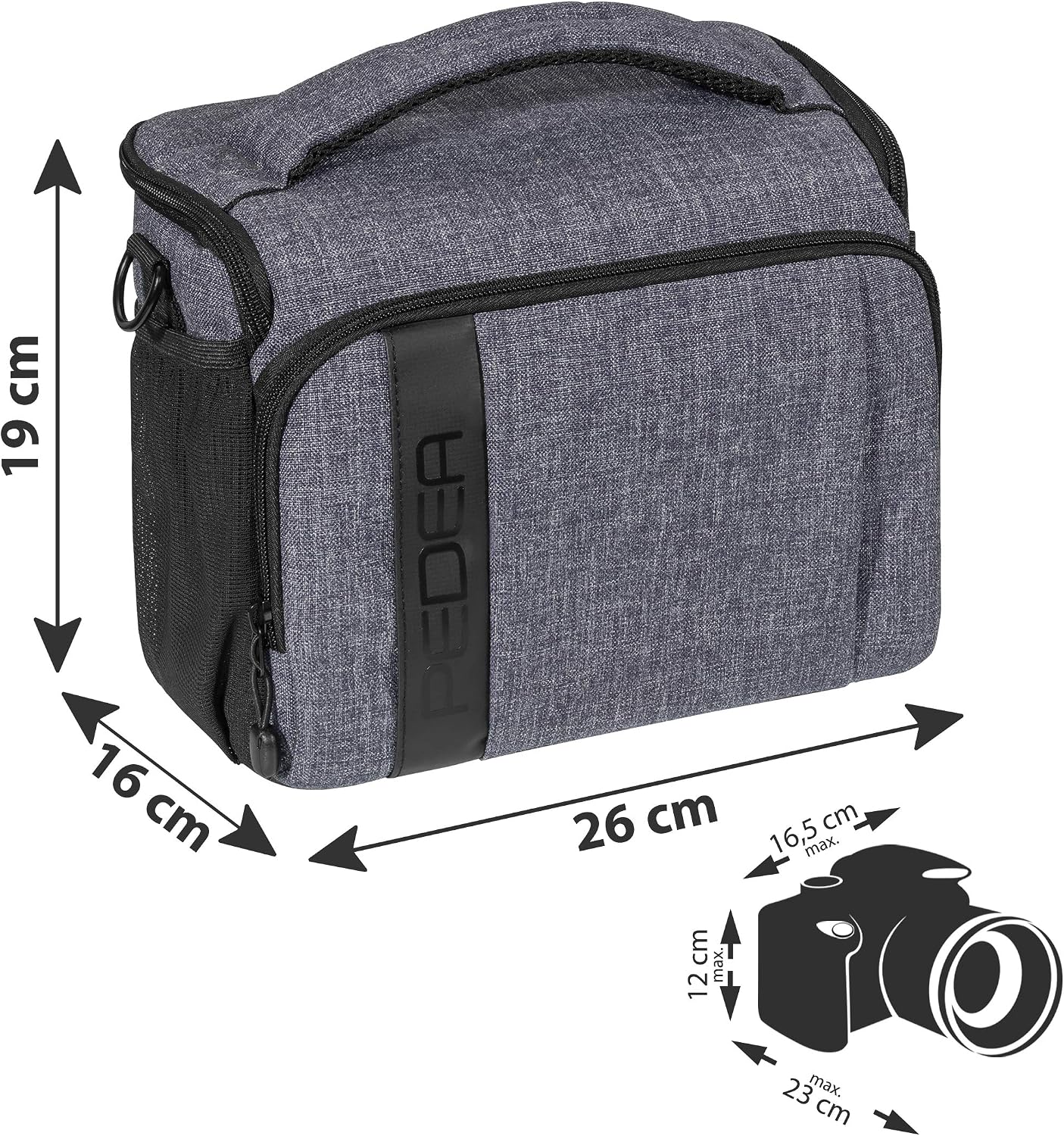 PEDEA DSLR camera bag "Fashion" Camera bag for SLR cameras with waterproof rain cover carrying strap and accessory compartments - Image 3