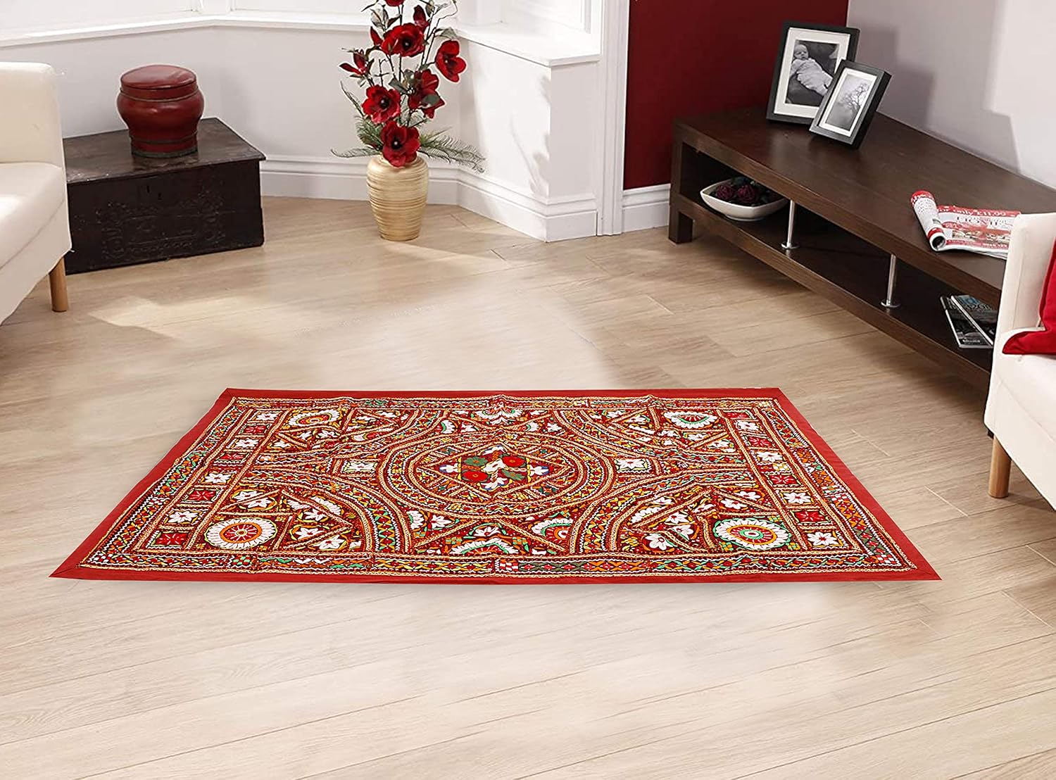 LONGING TO BUY Carpet for Drawing Room, Carpet for Living Room, Rajasthani Aari Handwork, Size 5