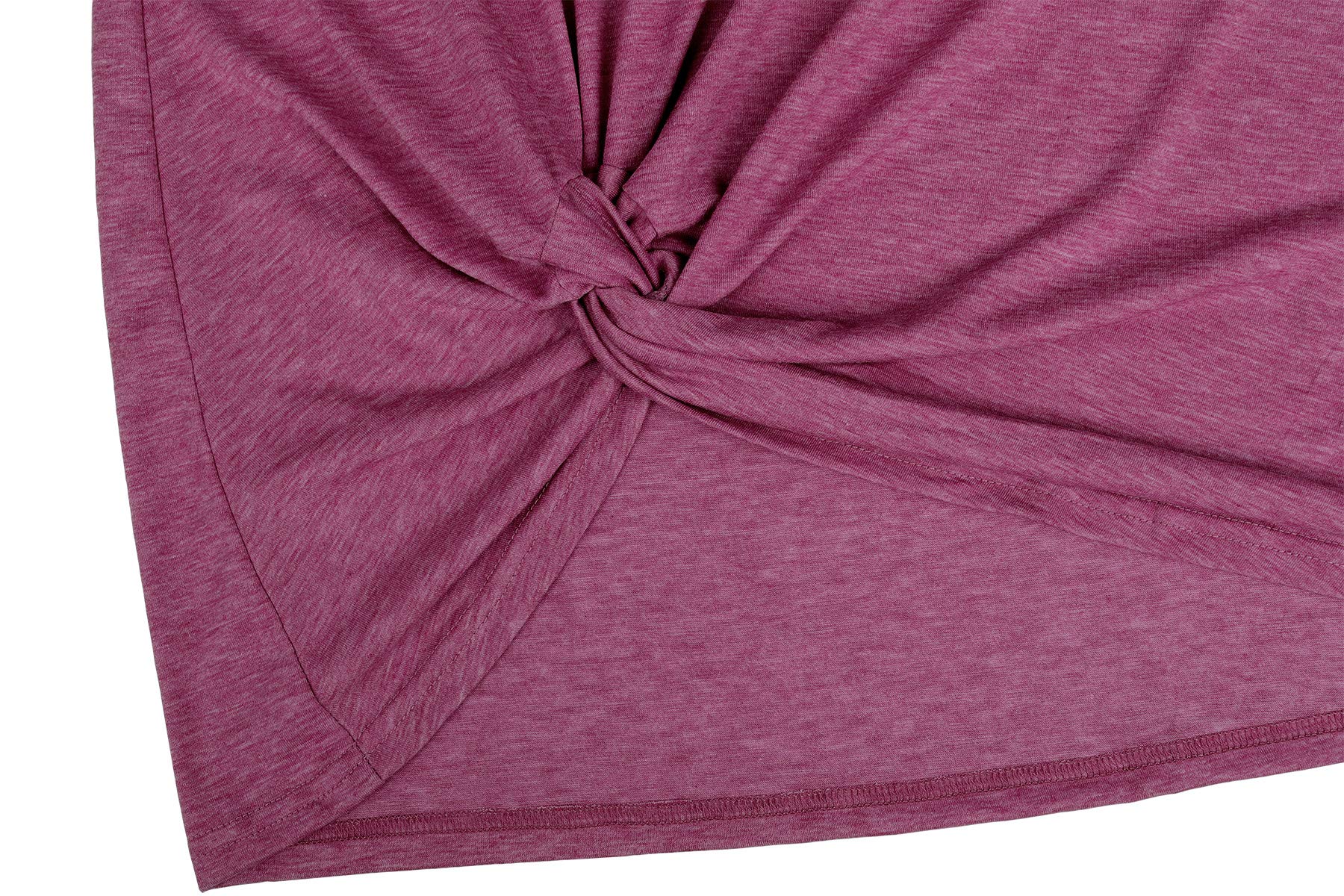 Women\'s Long Sleeve Casual Loose Knitted Twist Knot Tunics Shirt Dress Top Wine