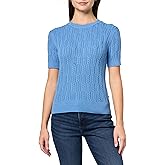 Nautica Womens Short Sleeve Crew Neck Cable Solid Sweater