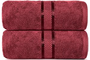 Dewall Maisons Premium Dark Red 2-Piece Cotton Bath Sheet Set - Ultra-Absorbent, Large 35" x 70" Size - Exceptional Softness and Comfort for Comfortable Bathing Experience